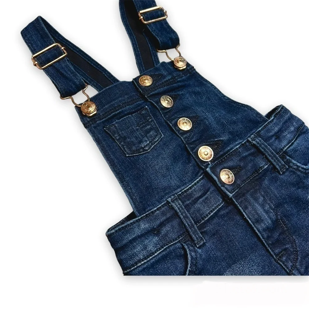 H&m Denim Jean Jumper Overall‎ Dress Dark Wash Girls 3-4 years